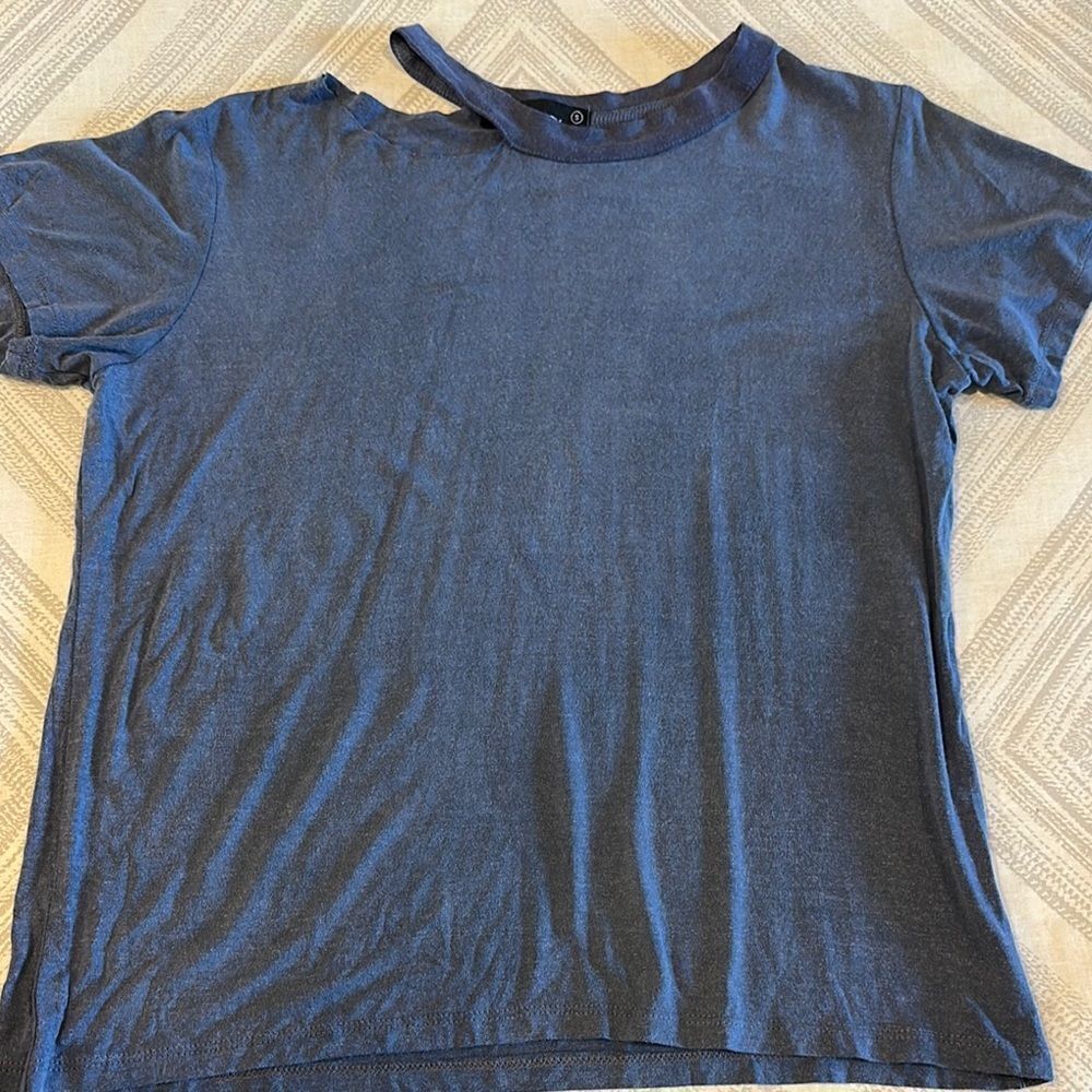 Six Fifty Women’s Cut Neck Blue T-Shirt - Size S